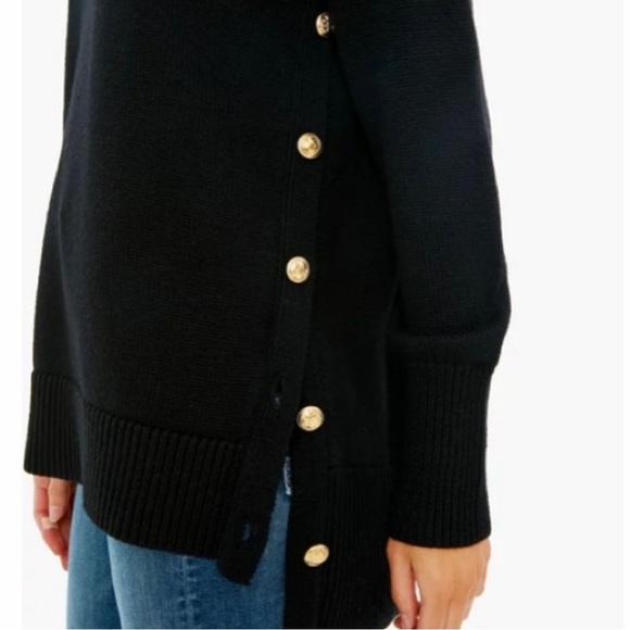 Tuckernuck Wool Sophia Button-Side Sweater-Black/Gold-Women’s S-Classic-NEW-NWT - Picture 3 of 12
